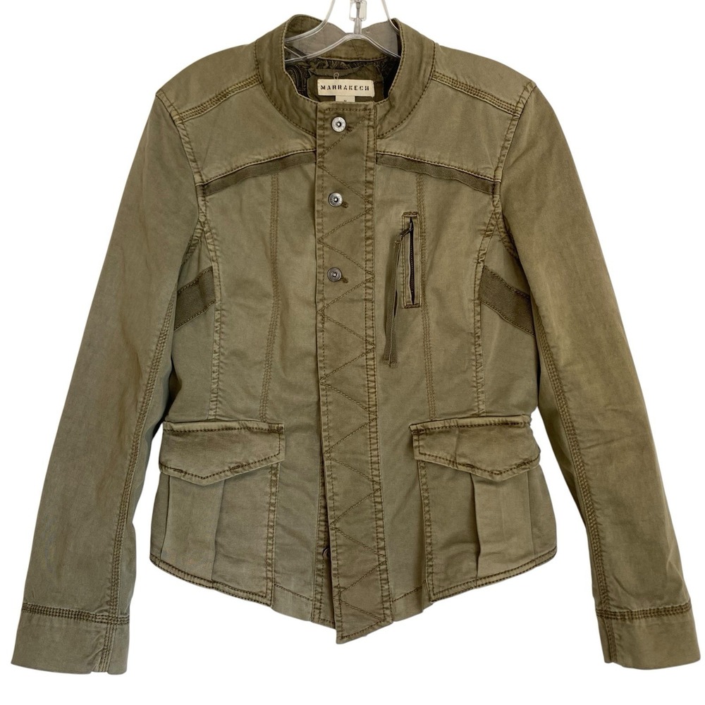 MARRAKECH Anthropologie Utility Jacket Women M Olive Green Field Army Grunge